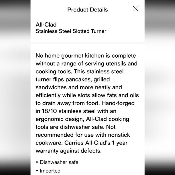 All-Clad Stainless Steel Large Slotted Turner - Picture 4 of 7